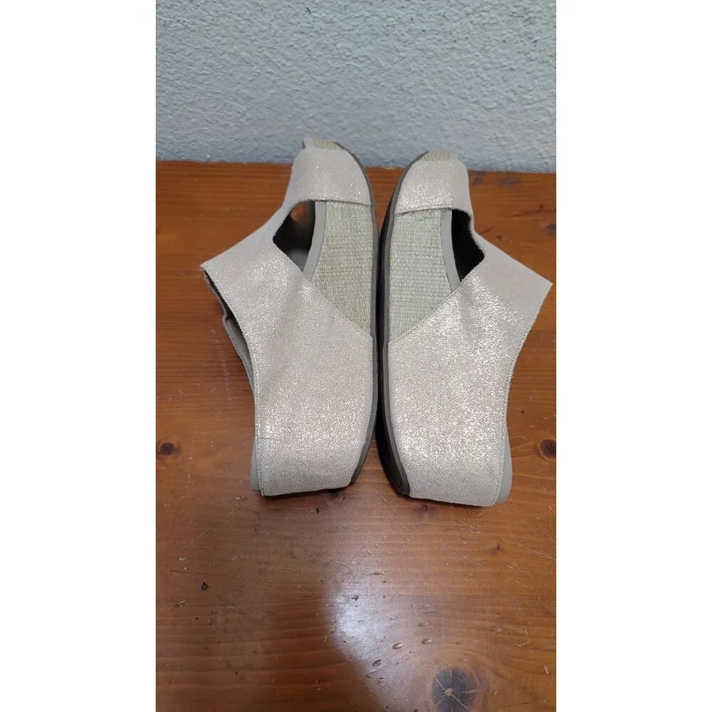 Yellowbox Basic Sage Leather  Metallic Womens Glittery Beige Wedge Sandals - Siz